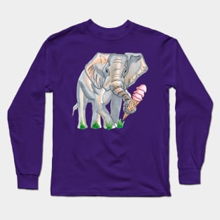 Ice cream eating elephant Long Sleeve T-Shirt